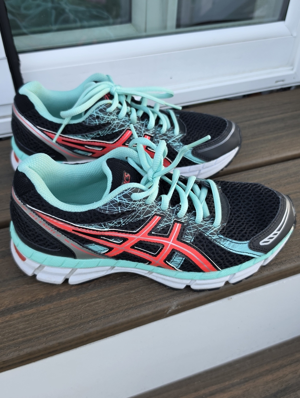ASICS Women's Running Shoes - Black with Coral & Teal